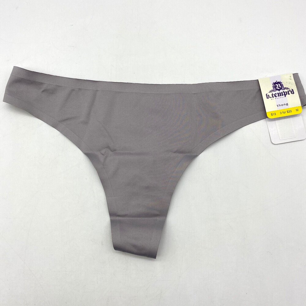 b.tempt'd Future Foundation Ultra Soft Thong Panty Gray Medium NWT